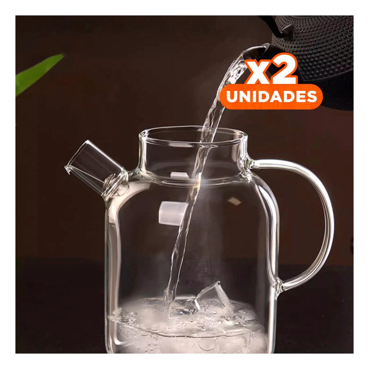PACK2 JARRO DE VIDRIO 1.5L CON TAPA DE MADERA Y FILTRO EN PICO FACIL DE USAR - 1