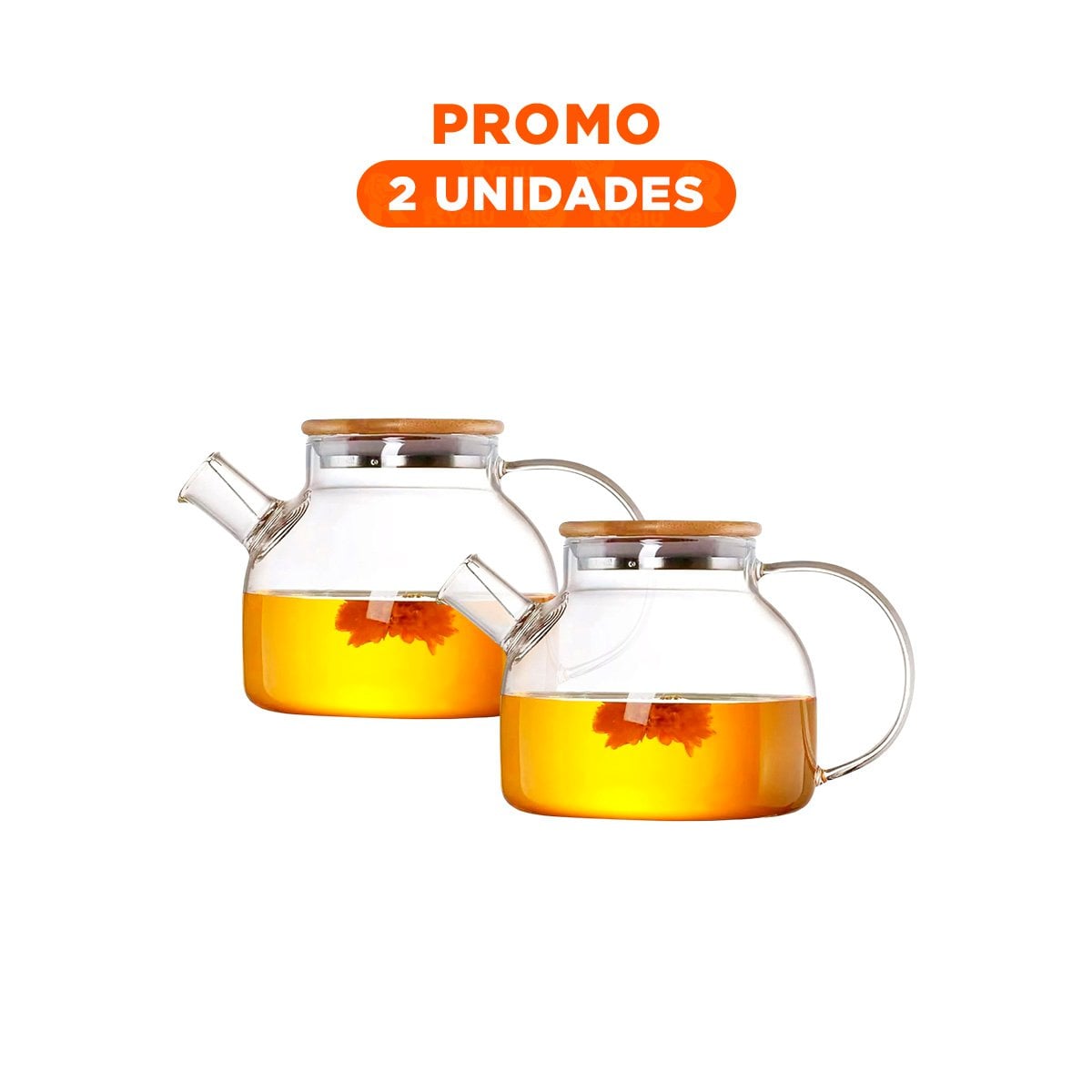 PACK2 CONTENEDOR DE VIDRIO 1L CON TAPA DE MADERA Y FILTRO EN PICO YREGALO STICKER - 1
