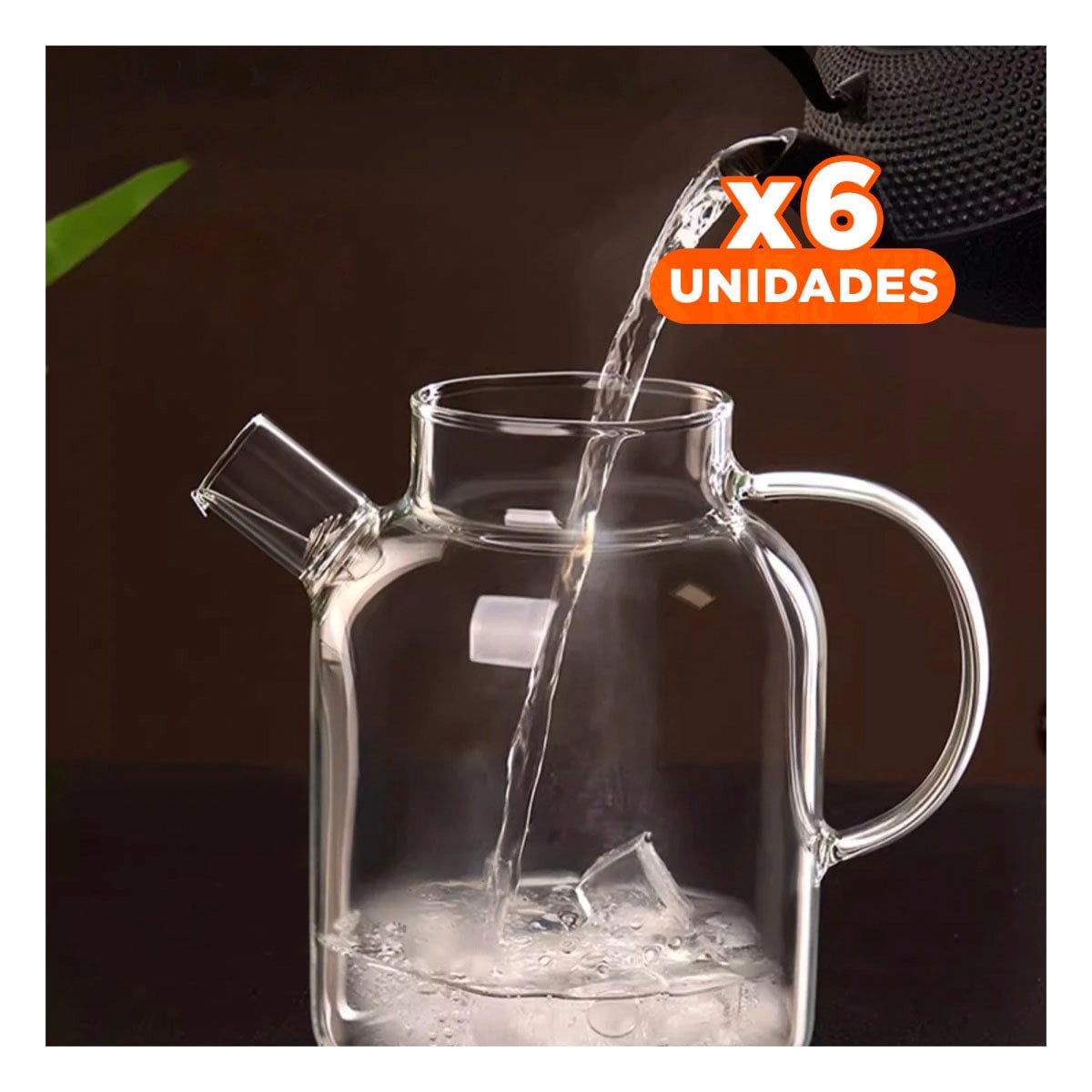 PACK6 CONTENEDOR PARA LIQUIDOS 1.5L CON TAPA DE MADERA Y FILTRO EN PICO SEGURA YPAPEL REGALO - 1