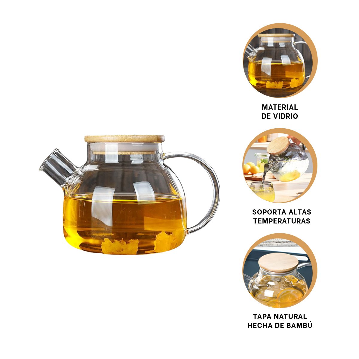 JARRA DE VIDRIO 1L CON TAPA DE MADERA Y FILTRO EN PICO SEGURA Y PRACTICA YPAPEL REGALO - 5