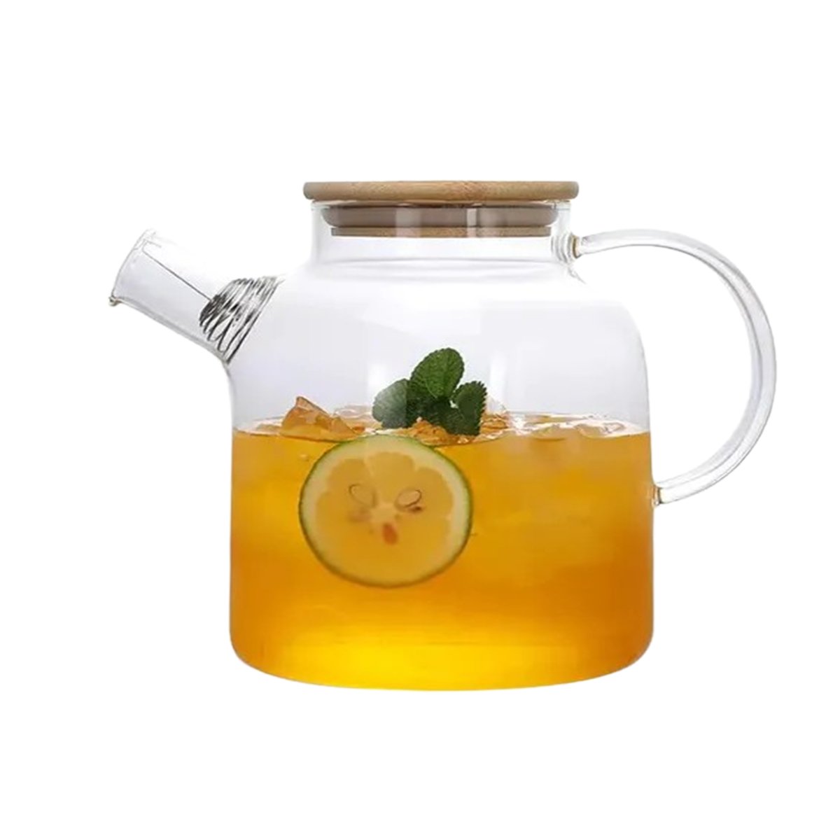 JARRA DE VIDRIO 1.8L CON TAPA DE MADERA Y FILTRO COMODO PARA SERVIR BEBIDAS YLIGAS REGALO - 5