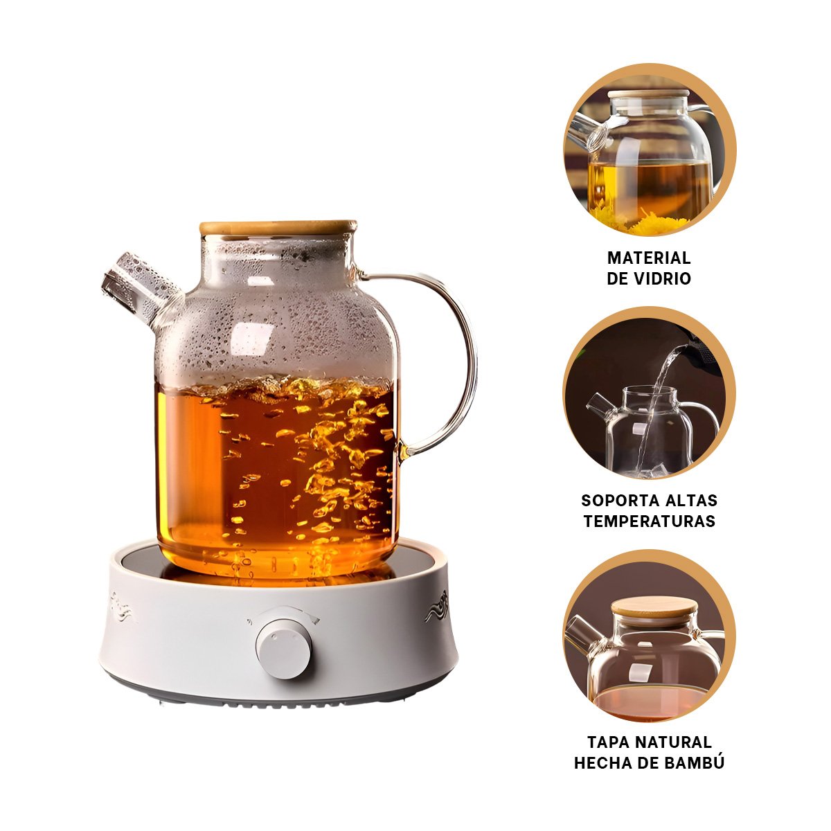 JARRA DE VIDRIO 1.5L CON TAPA DE MADERA Y FILTRO EN PICO SEGURA Y PRACTICA YPAPEL REGALO - 5