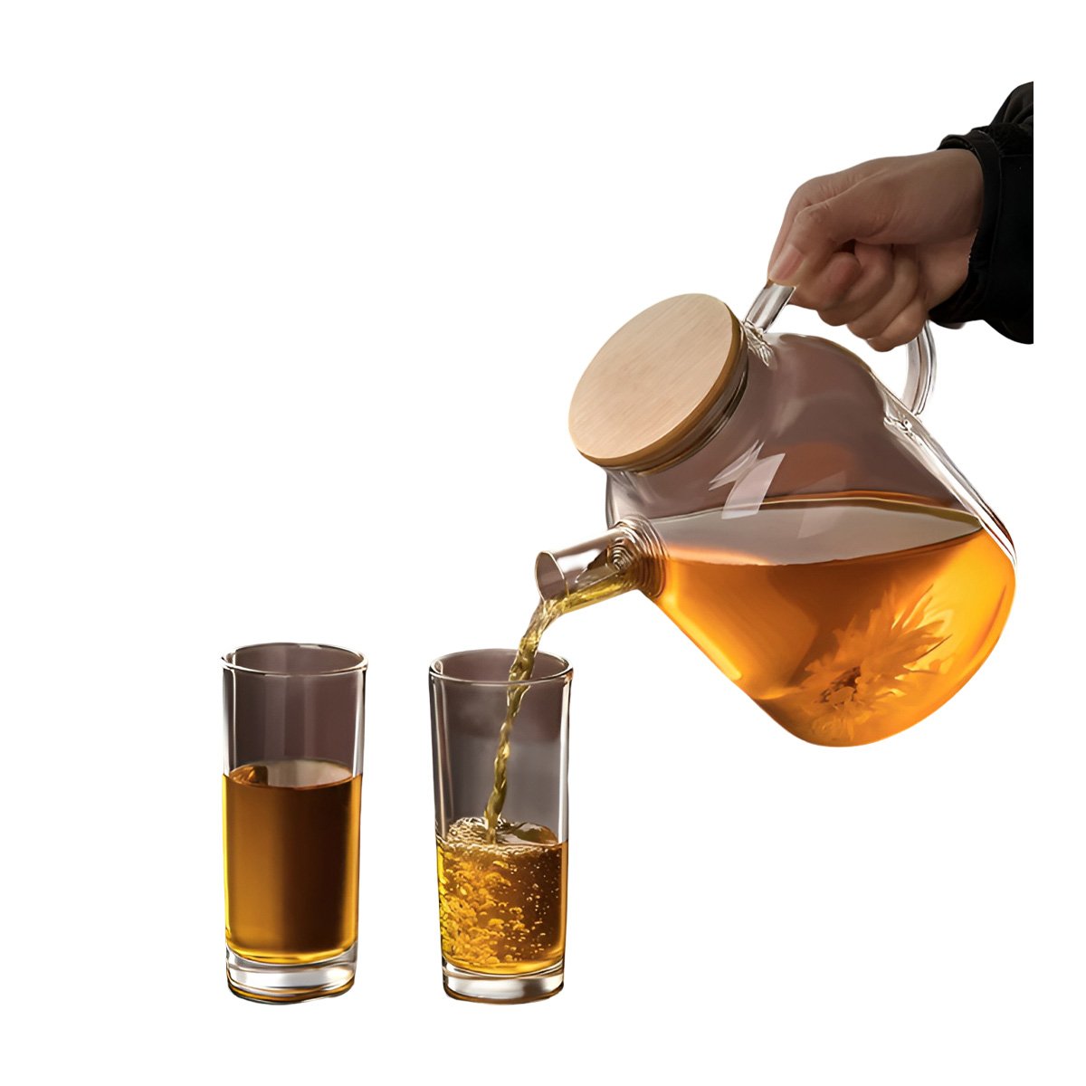 JARRA DE VIDRIO 1.5L CON TAPA DE MADERA Y FILTRO EN PICO FACIL DE LIMPIAR YLIGAS REGALO - 5