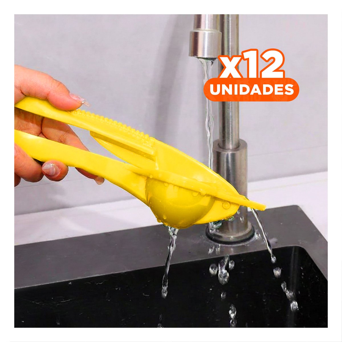 PACK12 EXPRIMIDOR DE JUGOS PLASTICO AMARILLO PARA LIMONES Y NARANJAS FRESCAS YPAPEL REGALO - 1