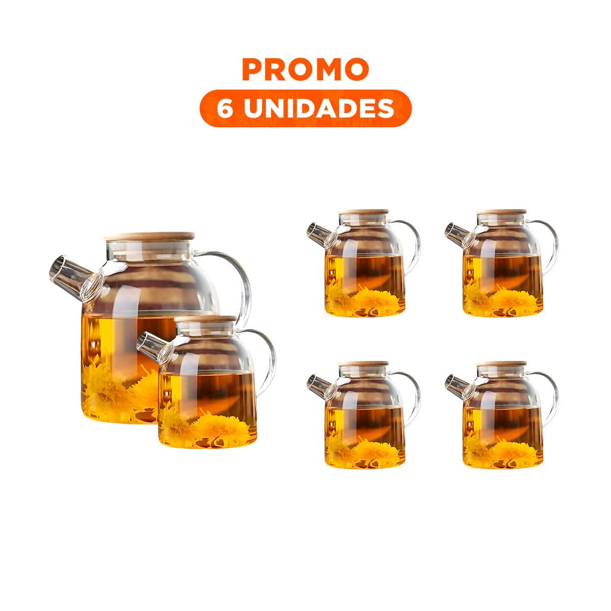 PACK6 CONTENEDOR PARA LIQUIDOS 1.5L CON TAPA DE MADERA Y FILTRO YREGALO STICKER - 1