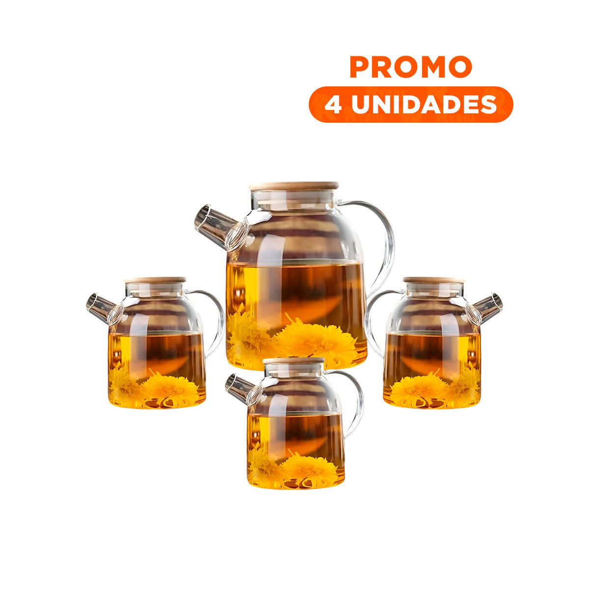 PACK4 JARRO DE VIDRIO 1.5L CON TAPA DE MADERA Y FILTRO EN PICO PRACTICO Y SEGURO - 1