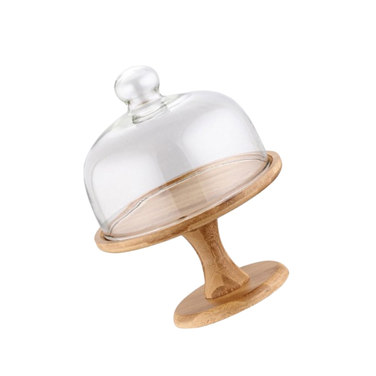 PACK2 PLATO DE MADERA CON CUPULA DE VIDRIO 24CM PERFECTO PARA REPOSTERIA YREGALO STICKER - 2