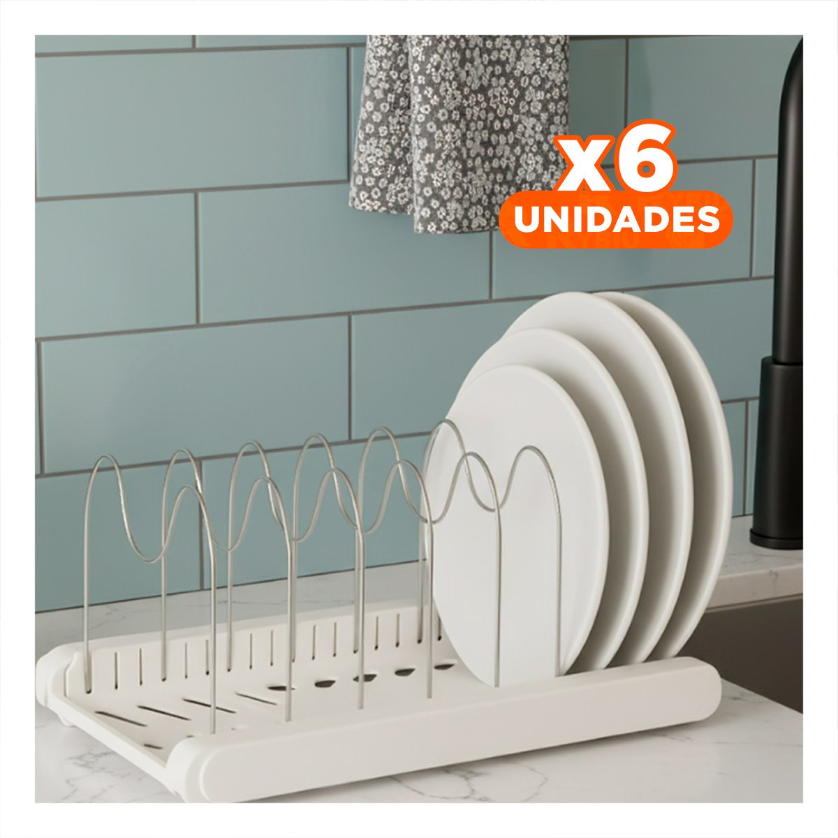PACK6 ESTANTE AJUSTABLE PARA MESA Y PREPARACION Y GUARDADO DE OLLAS TAPAS BLANCO - 1