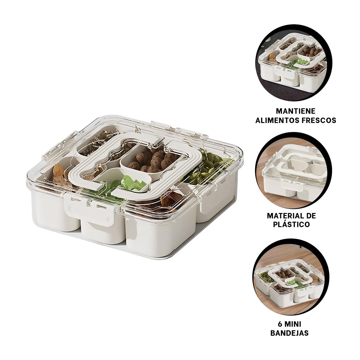 CAJA TRANSPARENTE CON 6 MINI BANDEJAS RESISTENTE Y ANTIIMPACTO PARA PREPARACIONES - 2