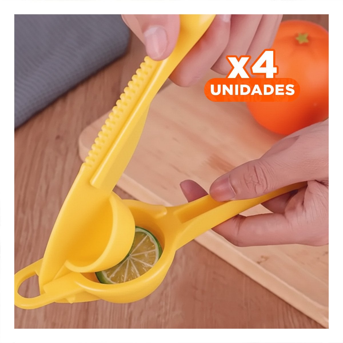 PACK4 EXPRIMIDOR DE CÍTRICOS PLASTICO AMARILLO PARA LIMONES NARANJAS Y MAS YREGALO STICKER - 1