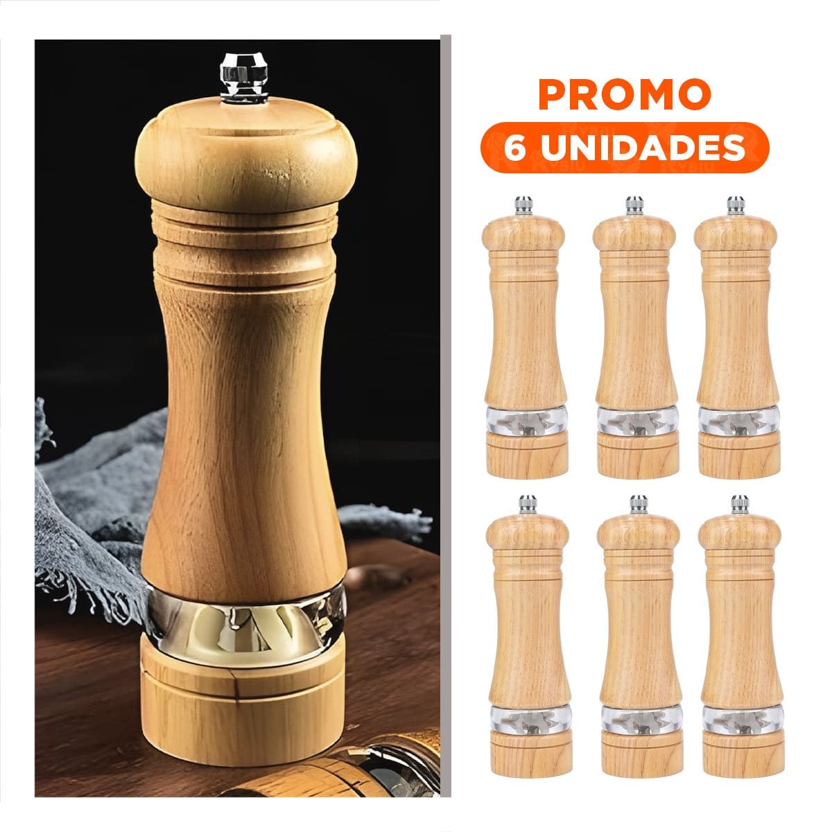 PACK6 PICADOR MANUAL 5X15.5 CM FRANJA METAL Y MADERA NATURAL PARA USO DIARIO YREGALO STICKER - 1
