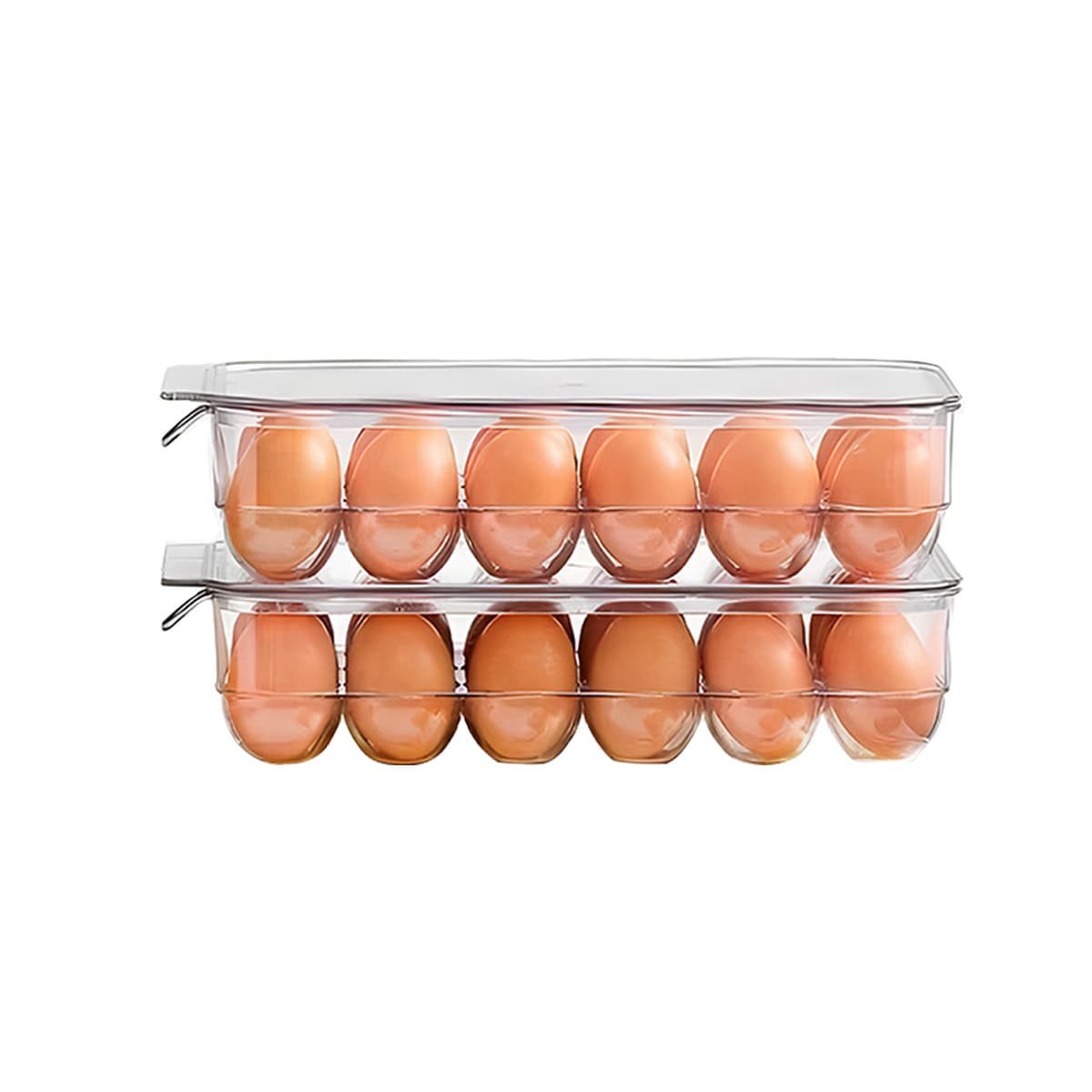 ORGANIZADOR TRANSPARENTE PARA GUARDAR 18 HUEVOS FRESCOS Y ORDENADOS EN COCINA YREGALO STICKER - 1