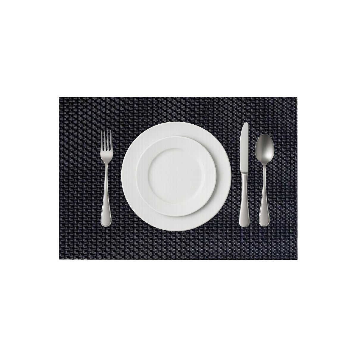 PACK2 KIT DE MESA INDIVIDUALES RECTANGULARES NEGRO 6 PIEZAS DURADERO YREGALO STICKER - 2