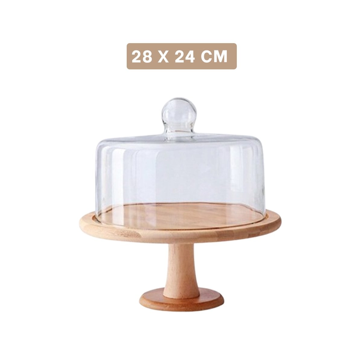 PEDESTAL DE MADERA CON CUPULA DE VIDRIO 28CM PERFECTO PARA REPOSTERIA YREGALO STICKER - 4