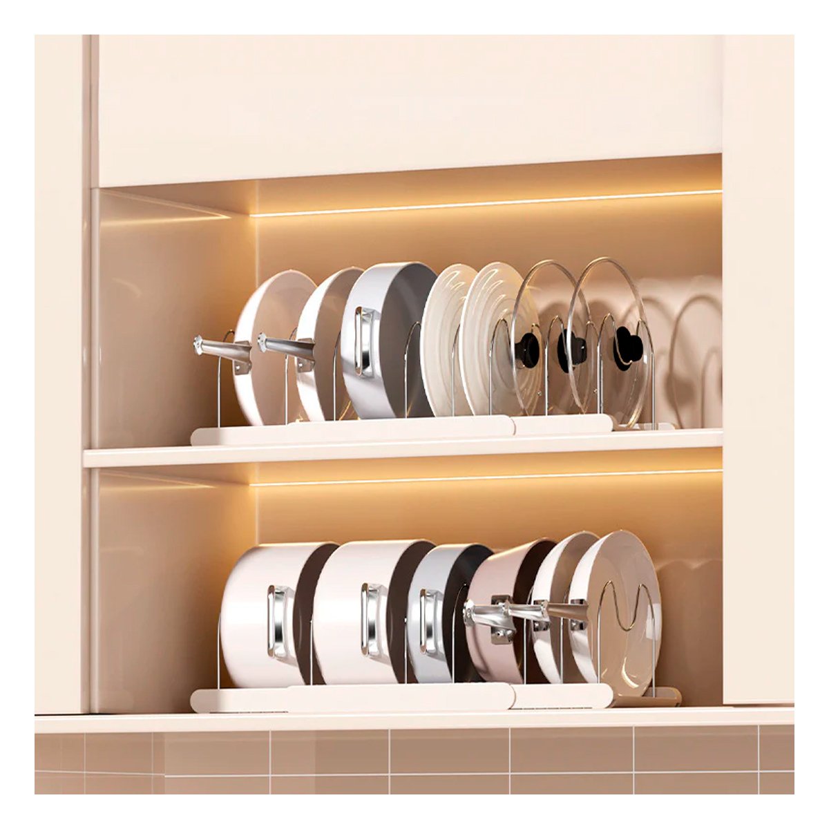 SOPORTE ORGANIZADOR PARA TAPAS OLLAS Y SARTENES BLANCO PREPARACION EN COCINA YPOST IT - 1