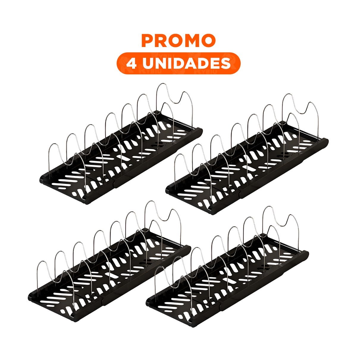PACK4 RACK ORGANIZADOR PARA COCINA Y MESA Y GUARDADO DE OLLAS TAPAS Y SARTENES - 1