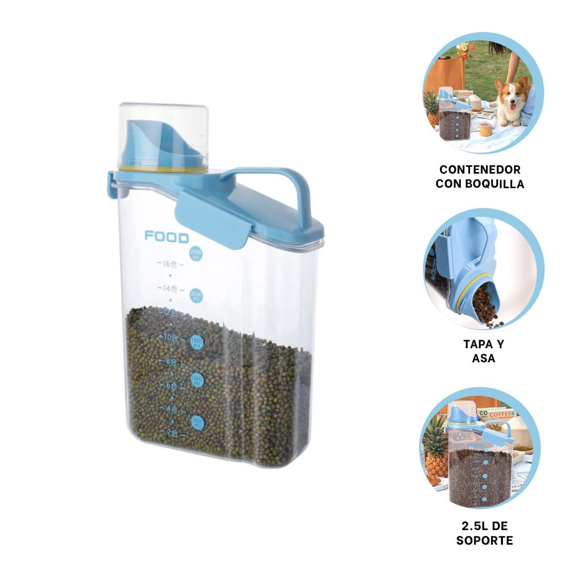 CONTENEDOR CON BOQUILLA TAPA Y ASA 2.5L PRACTICO PARA ALMACENAR BEBIDAS YPOST IT - 5