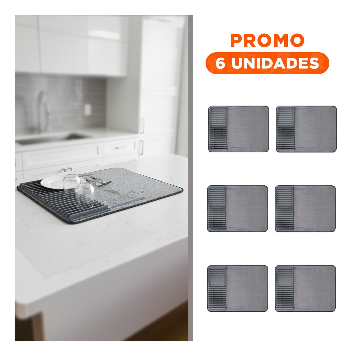 PACK6 BASE DE SECADO ABSORBENTE COLOR PLOMO PARA PROTEGER SUPERFICIES YREGALO STICKER - 1
