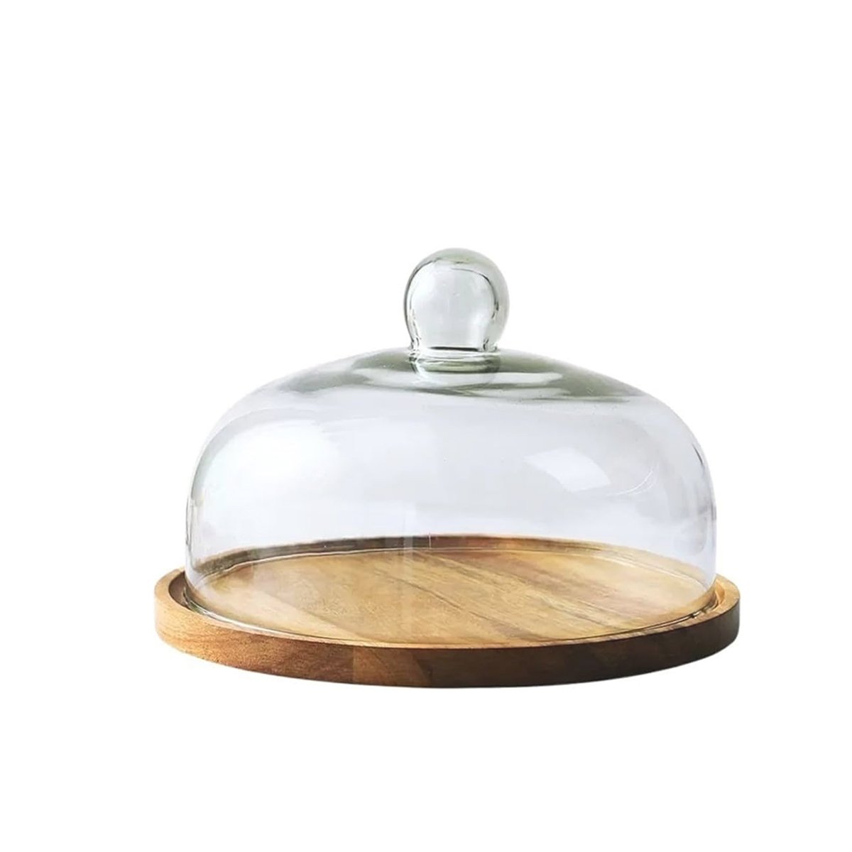 PEDESTAL DE MADERA CON CUPULA DE VIDRIO 24CM PERFECTO PARA REPOSTERIA YREGALO STICKER - 1