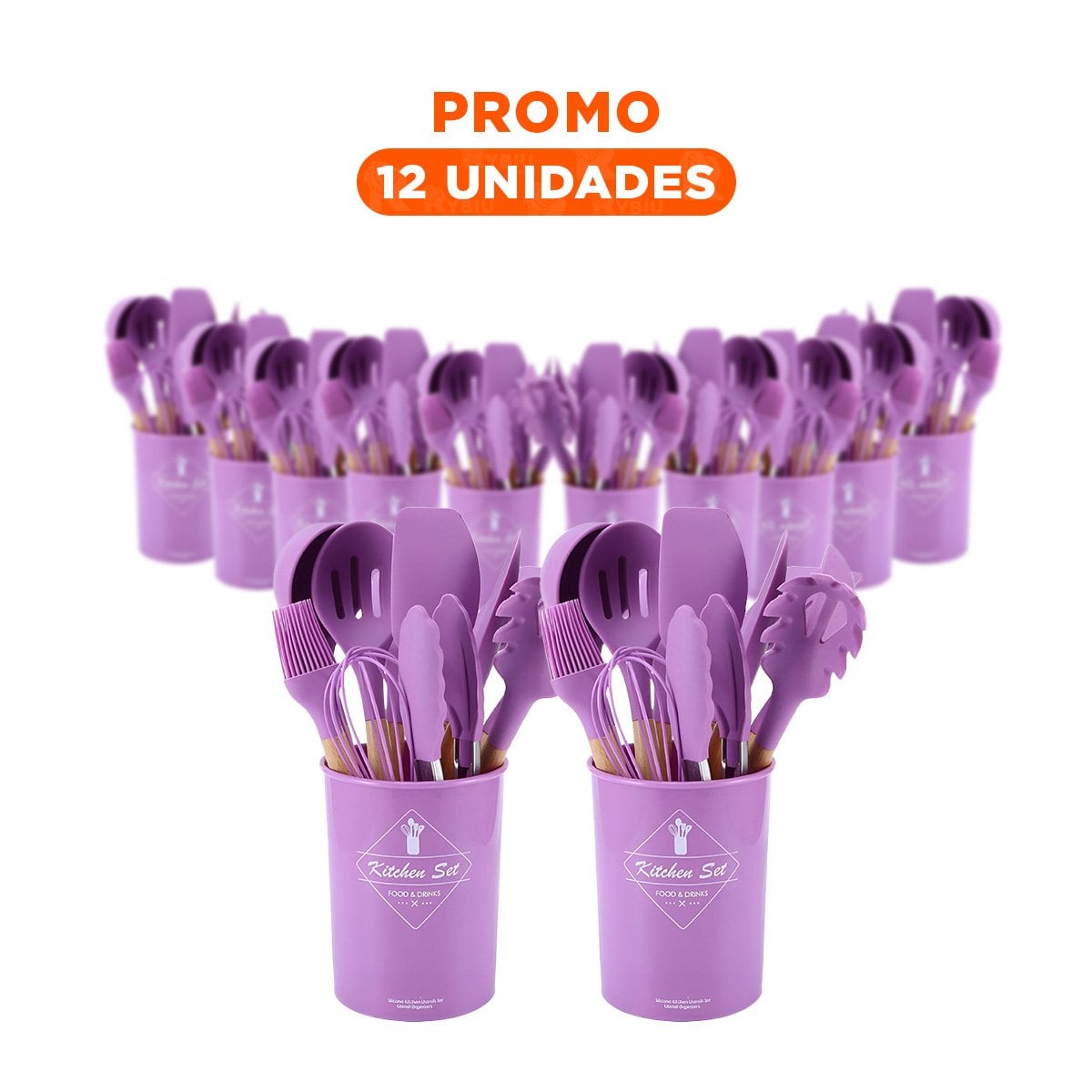 PACK12 KIT DE COCINA UTENSILIOS DE SILICONA COLORIDOS Y DURADEROS - 1