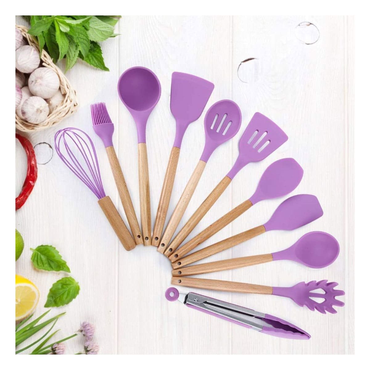 PACK12 KIT DE COCINA UTENSILIOS DE SILICONA COLORIDOS Y DURADEROS - 5