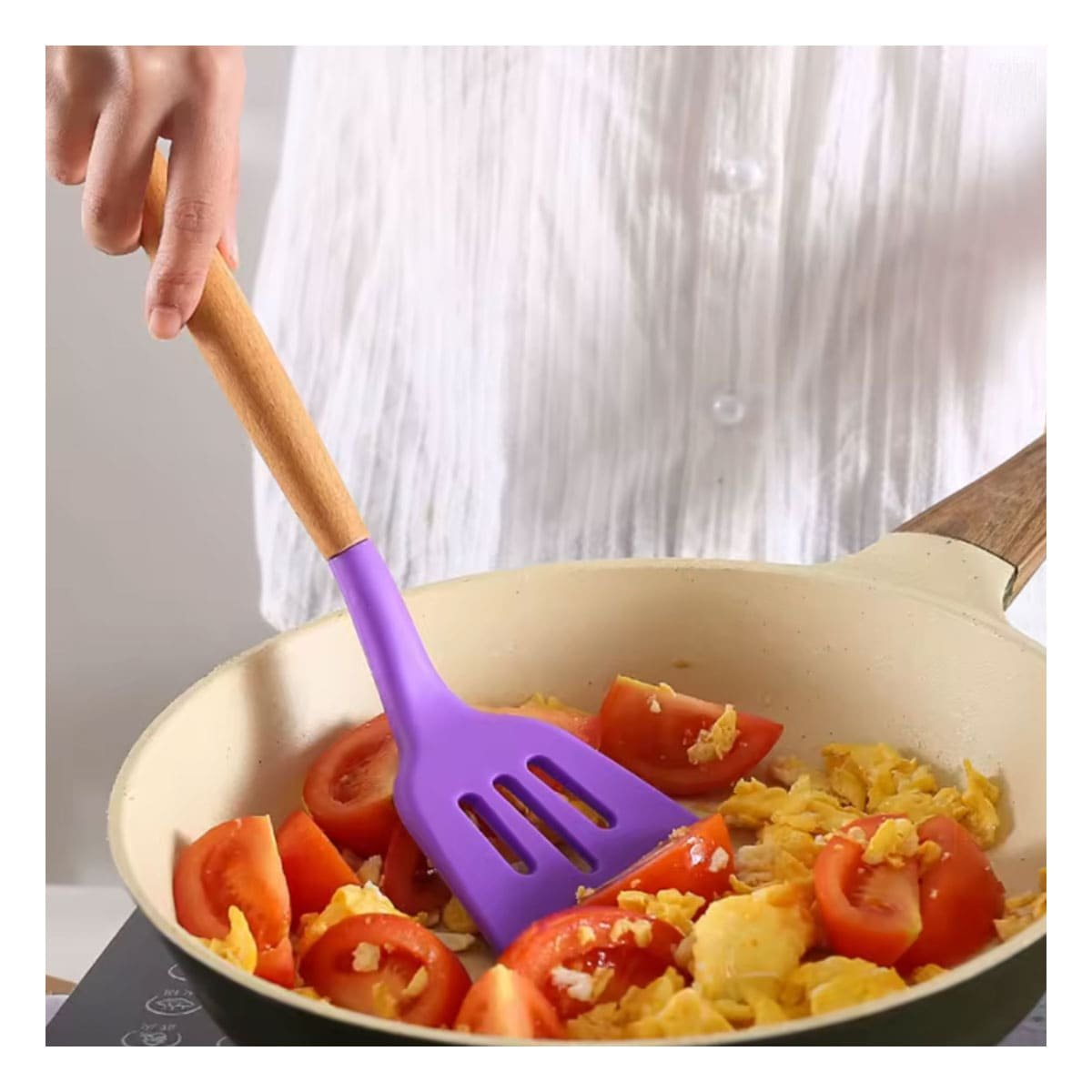 PACK4 HERRAMIENTAS DE COCINA UTENSILIOS DE SILICONA COLOR MORADO Y RESISTENTES - 5