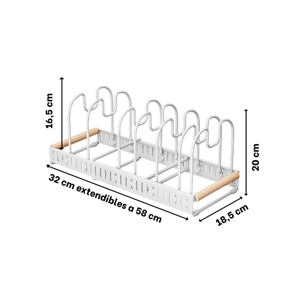 PACK6 ESTANTE AJUSTABLE BLANCO BORDE MADERA PREPARACION Y ORDEN EN MESA DIARIA - 4