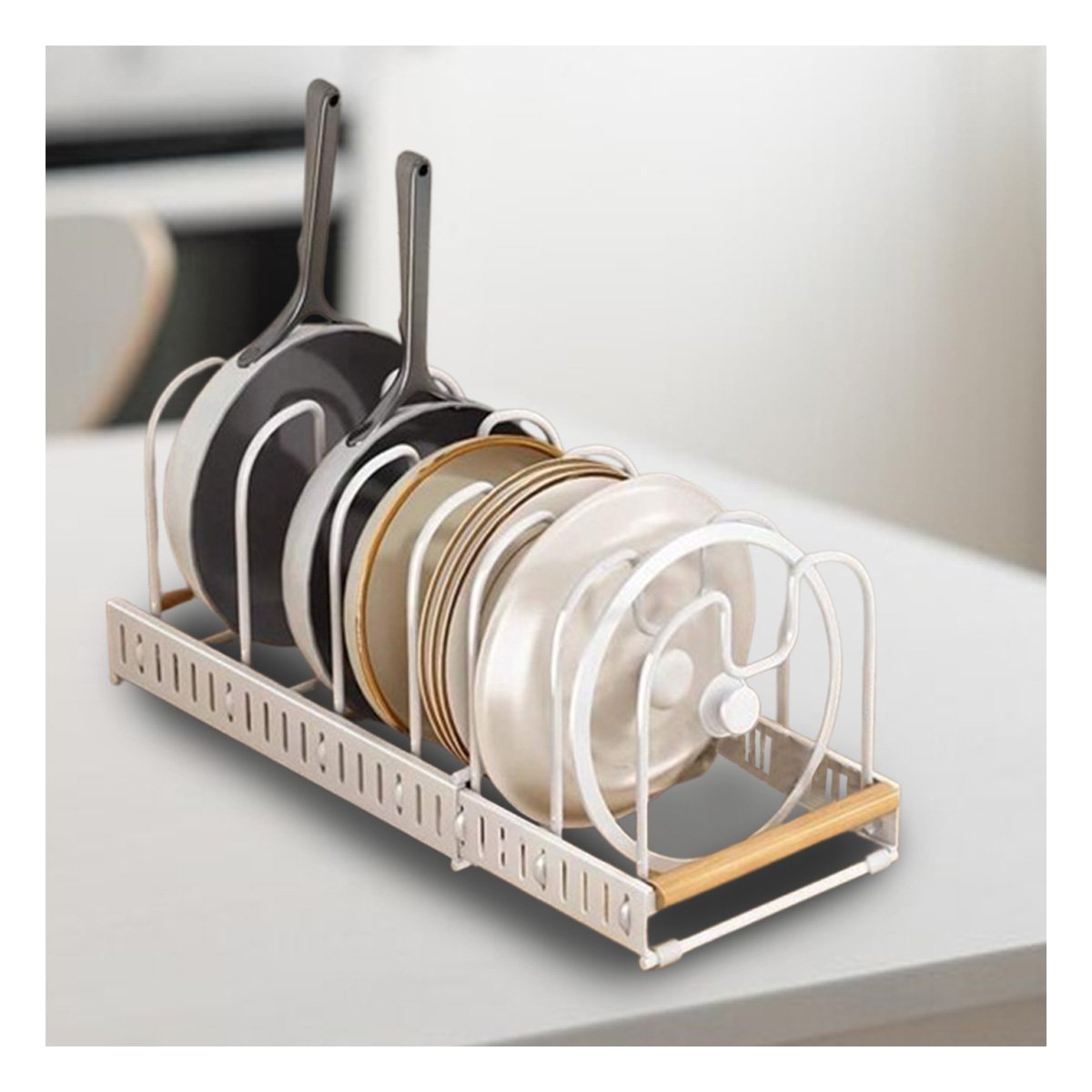 PACK6 ESTANTE AJUSTABLE BLANCO BORDE MADERA PREPARACION Y ORDEN EN MESA DIARIA - 5