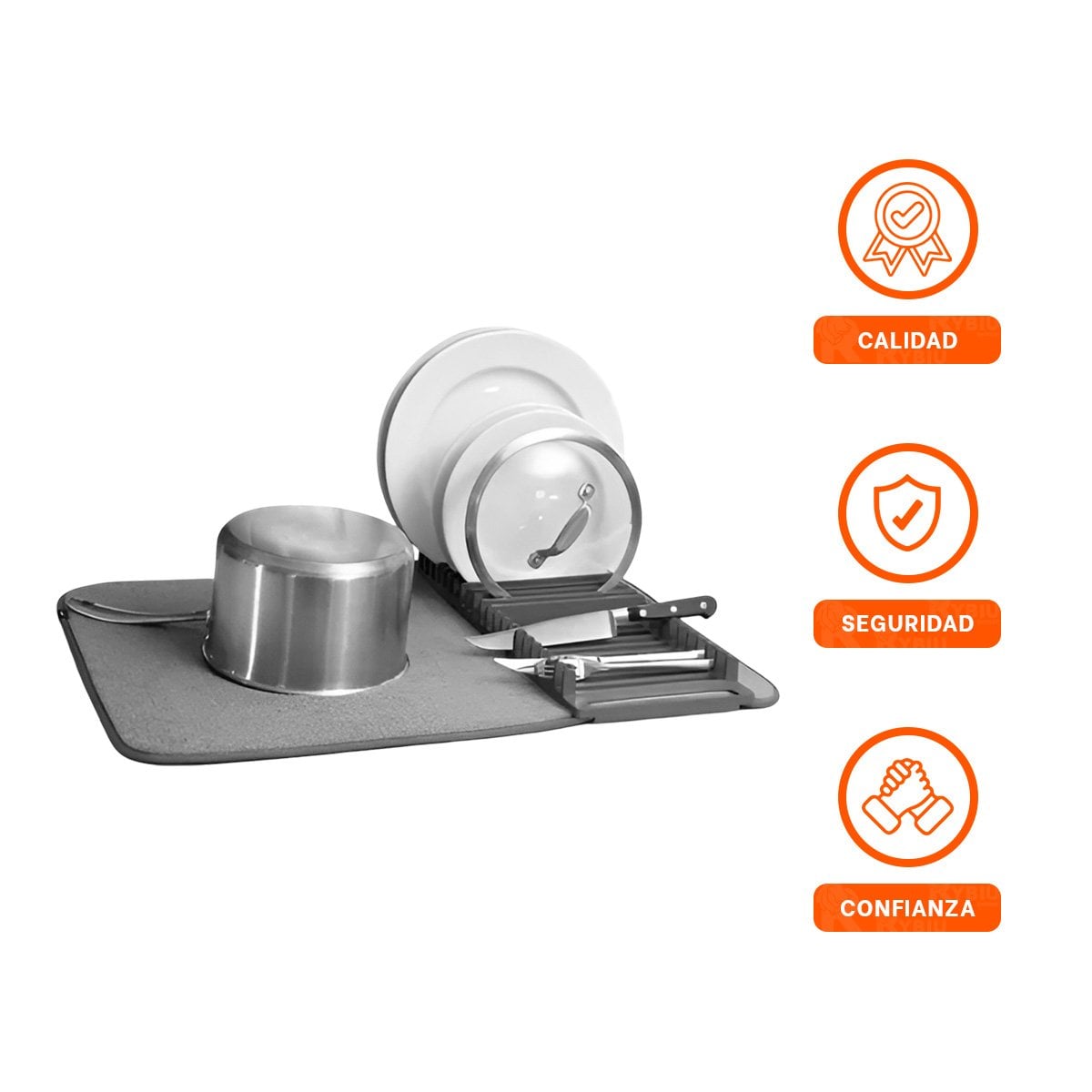 BASE ESCURRIDORA ABSORBENTE COLOR PLOMO PARA MANTENER LA COCINA LIMPIA YREGALO STICKER - 1