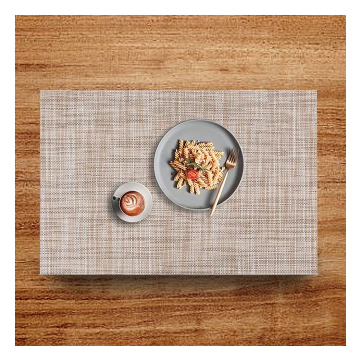 PACK4 KIT DE MESA INDIVIDUALES MOSTAZA JASPEADO 6 PIEZAS ANTIIMPACTO Y SEGURA - 5
