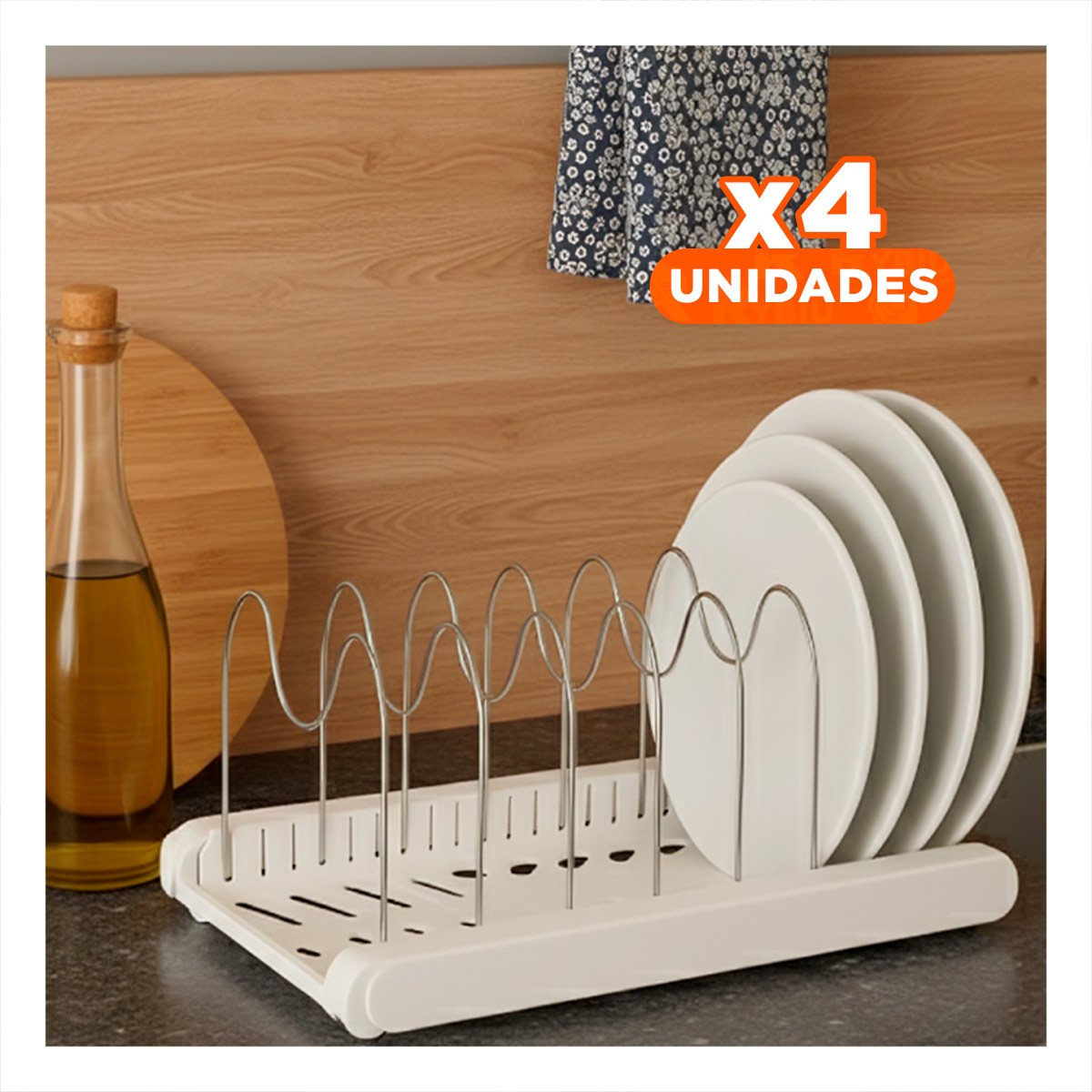 PACK4 ESTANTE EXPANDIBLE PARA TAPAS OLLAS Y SARTENES BLANCO COCINA Y GUARDADO YREGALO STICKER - 1