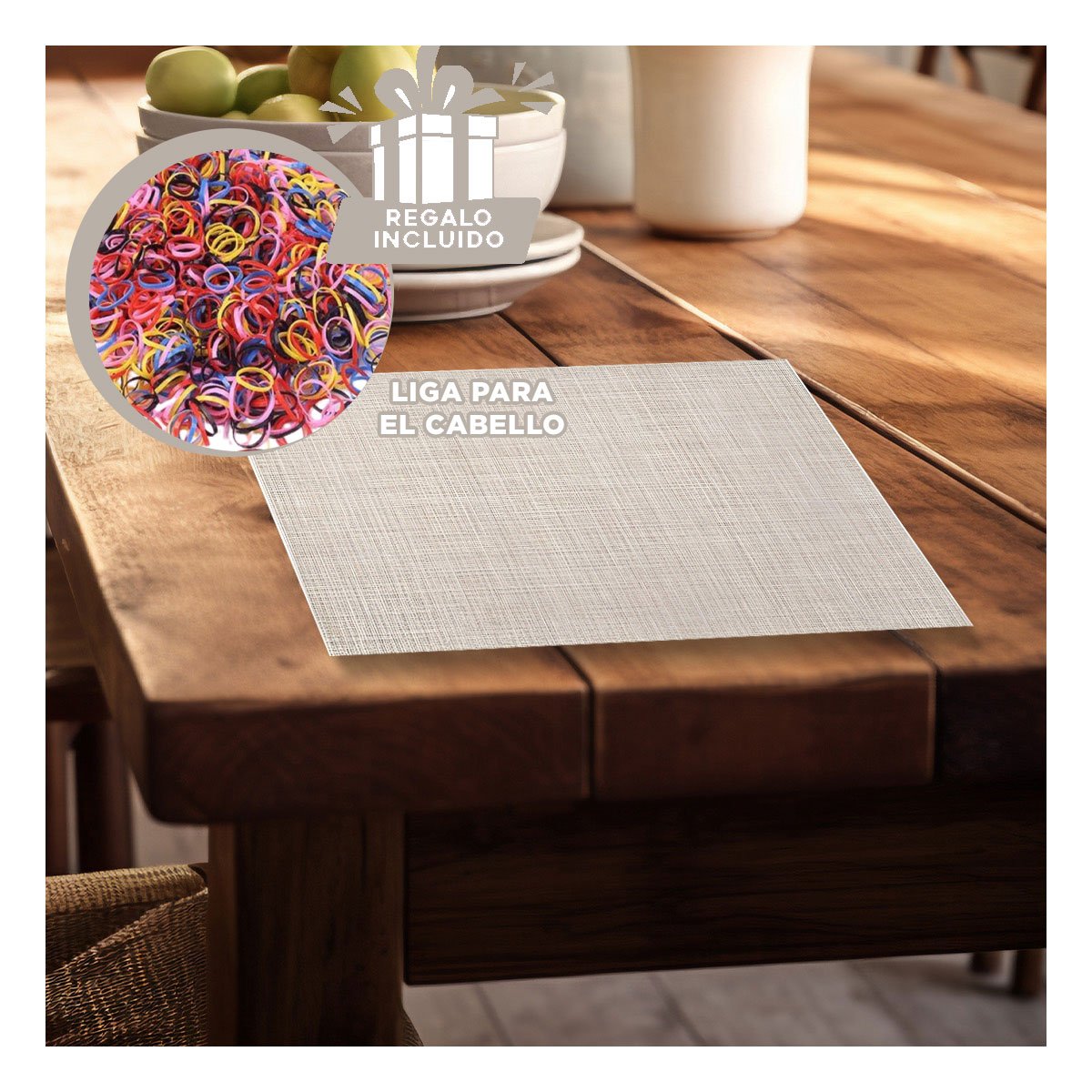 SET INDIVIDUALES DE MESA BEIGE 6 PIEZAS PRACTICA Y FACIL DE LIMPIAR YLIGAS REGALO - 2
