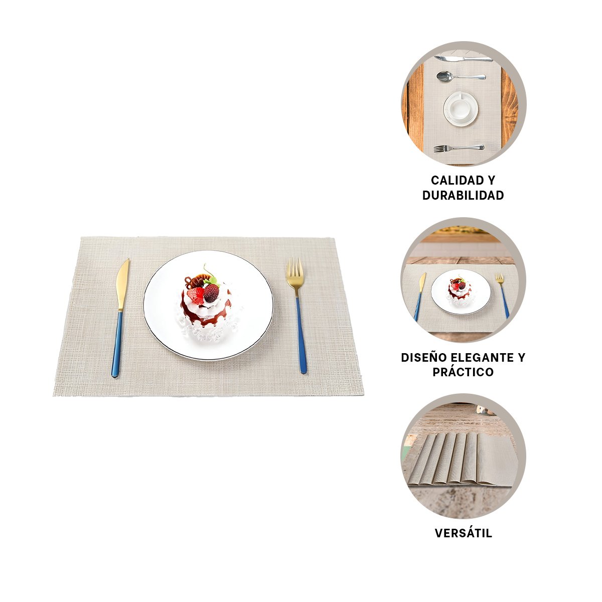 SET INDIVIDUALES DE MESA BEIGE 6 PIEZAS ORGANIZADA Y SEGURA YPOST IT - 5