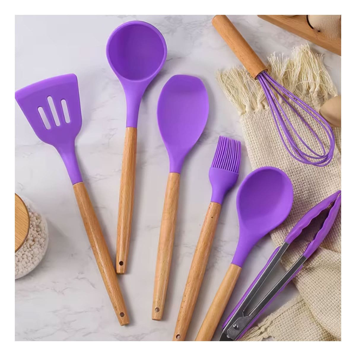 SET PREMIUM DE UTENSILIOS DE SILICONA FLEXIBLES Y FACILES DE USAR EN COCINA YPAPEL REGALO - 1
