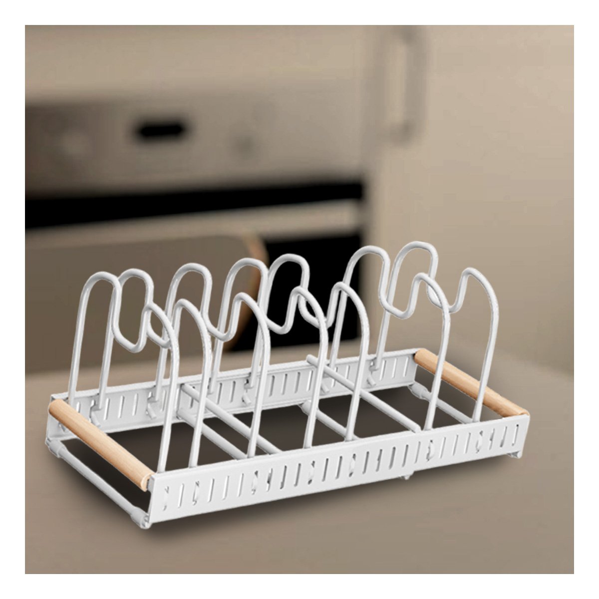 PACK2 BASE AJUSTABLE BLANCO BORDE MADERA MESA COCINA Y GUARDADO ORGANIZADO YPAPEL REGALO - 5