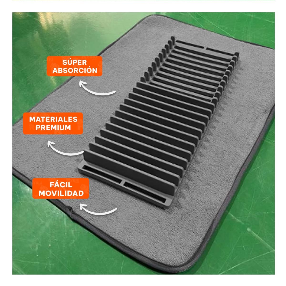 TAPETE ESCURRIDOR ABSORBENTE COLOR PLOMO PARA COCINA ORDENADA Y SECA - 3