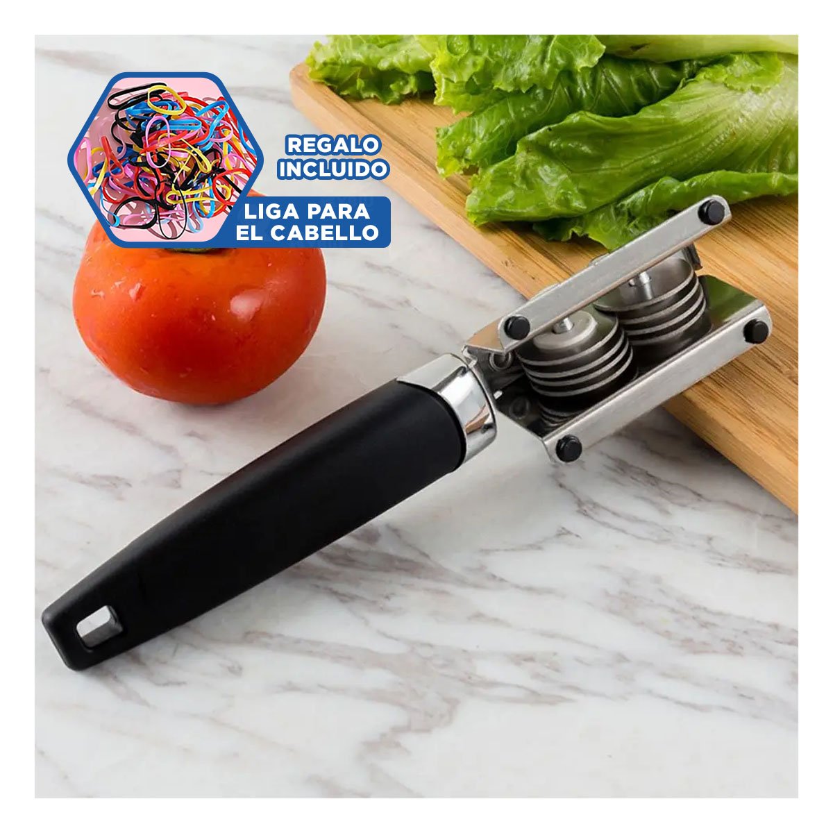 ACCESORIO AFILADOR DE CUCHILLO CON MANGO PLATEADO Y NEGRO PARA CORTE PRECISO YLIGAS REGALO - 2