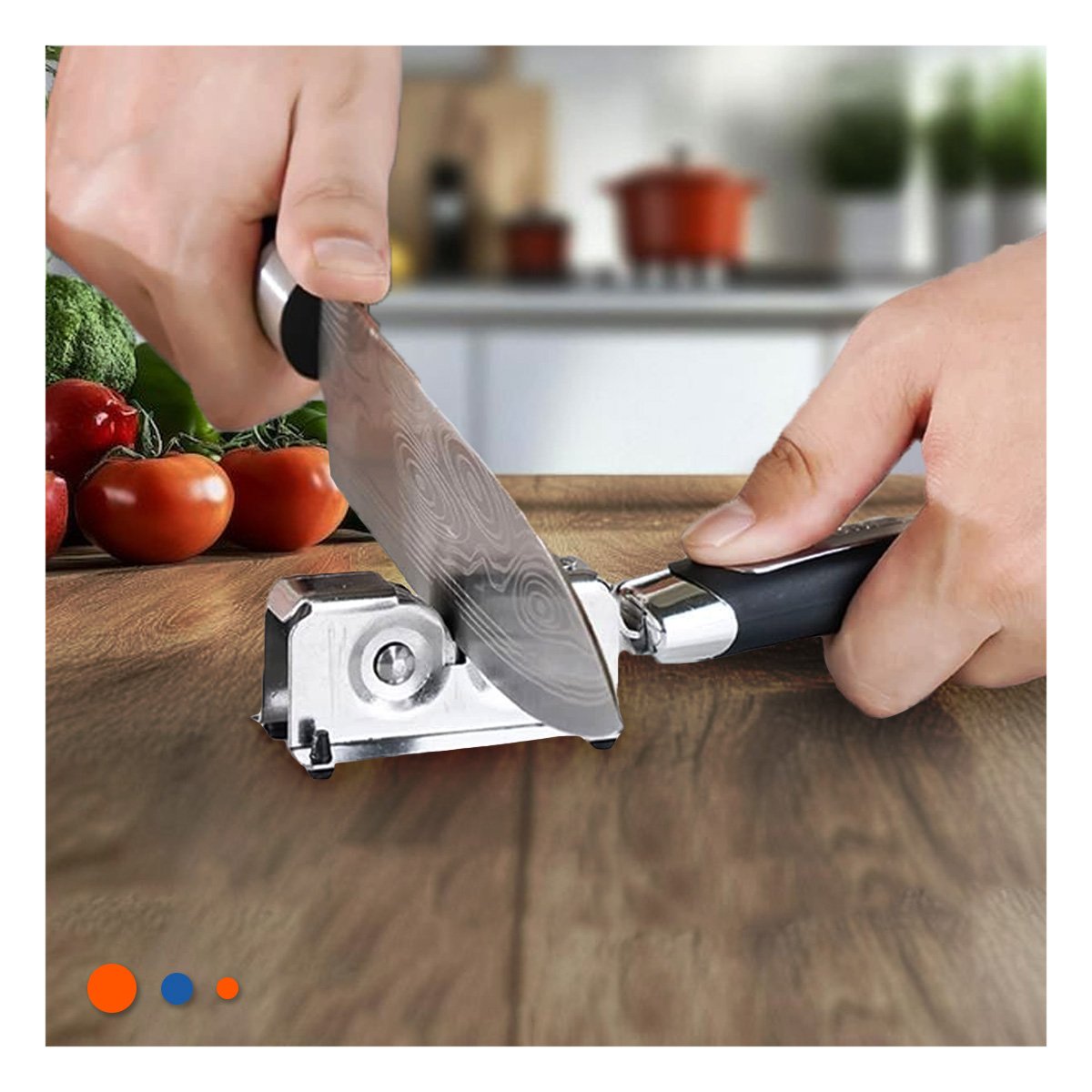ACCESORIO AFILADOR DE CUCHILLO CON MANGO PLATEADO Y NEGRO PARA CORTE PRECISO YLIGAS REGALO - 3