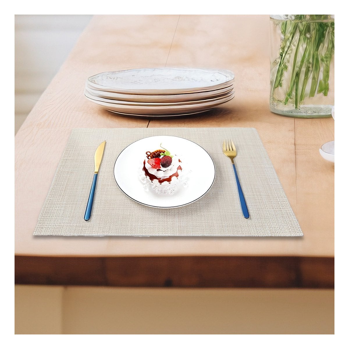 SET INDIVIDUALES DE MESA BEIGE 6 PIEZAS RESISTENTE Y FACIL DE USAR EN HOGAR - 1