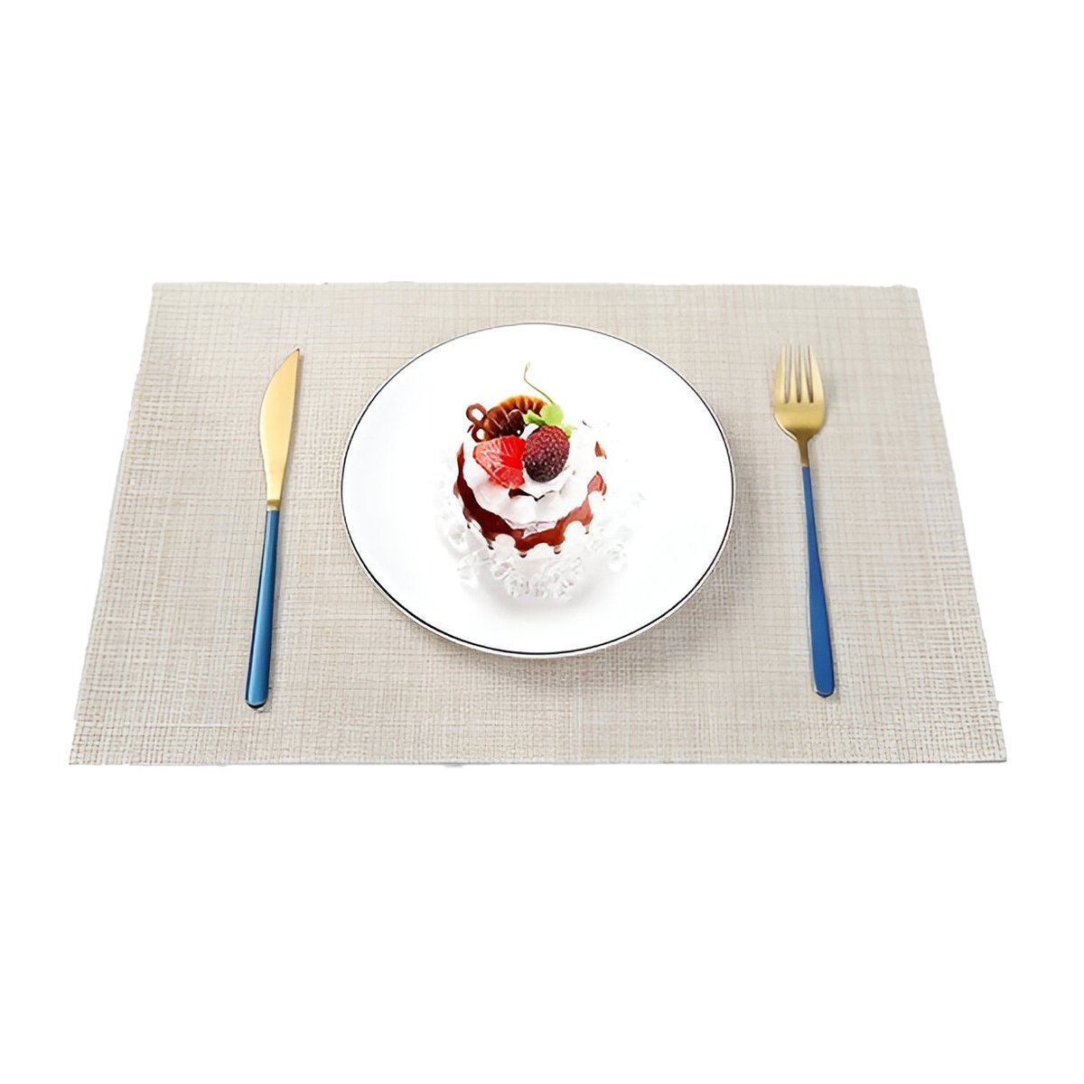 SET INDIVIDUALES DE MESA BEIGE 6 PIEZAS ANTIIMPACTO Y DURADERA YREGALO STICKER - 1