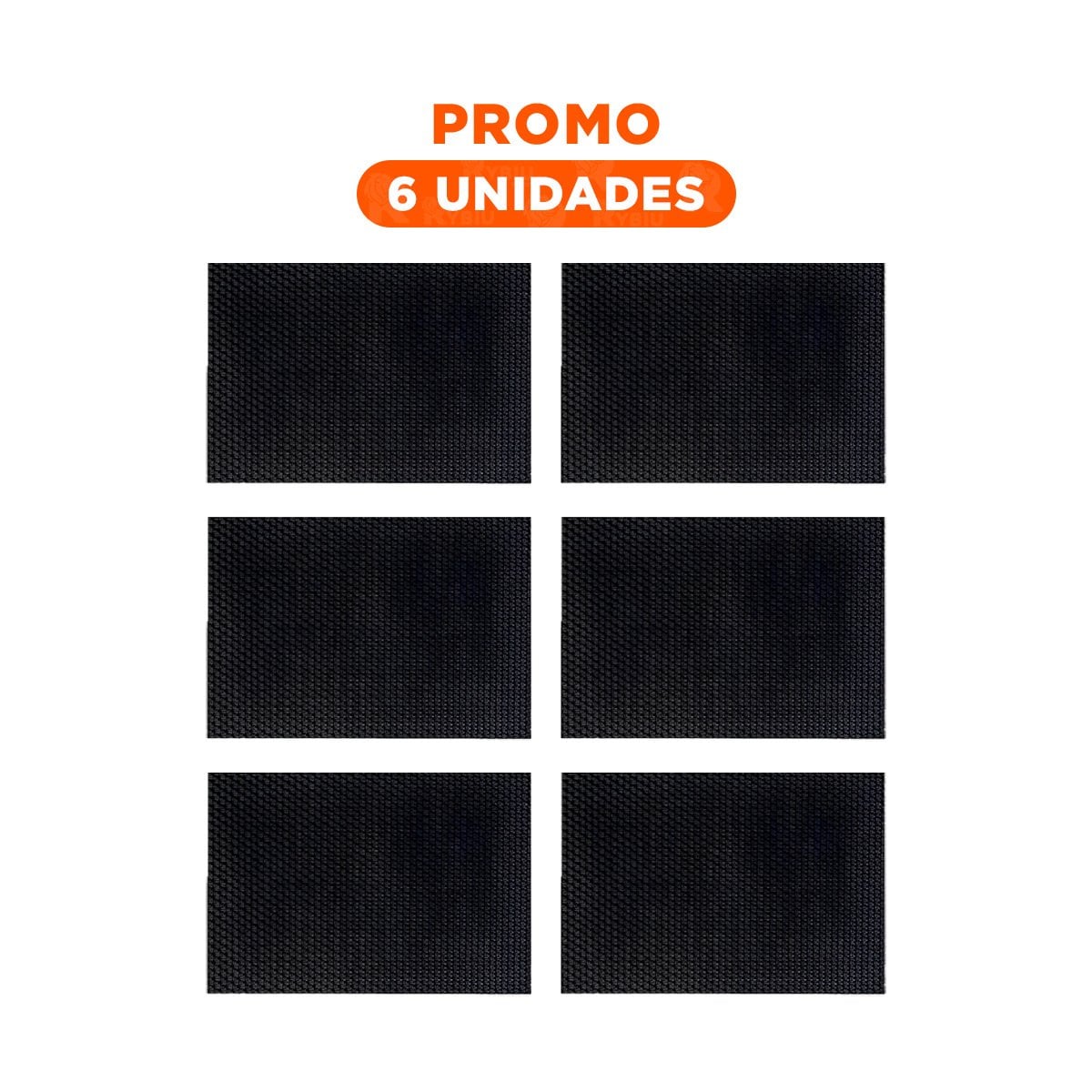 PACK6 PORTA INDIVIDUALES DE MESA RECTANGULAR NEGRO 6 PIEZAS ANTIIMPACTO YREGALO STICKER - 1