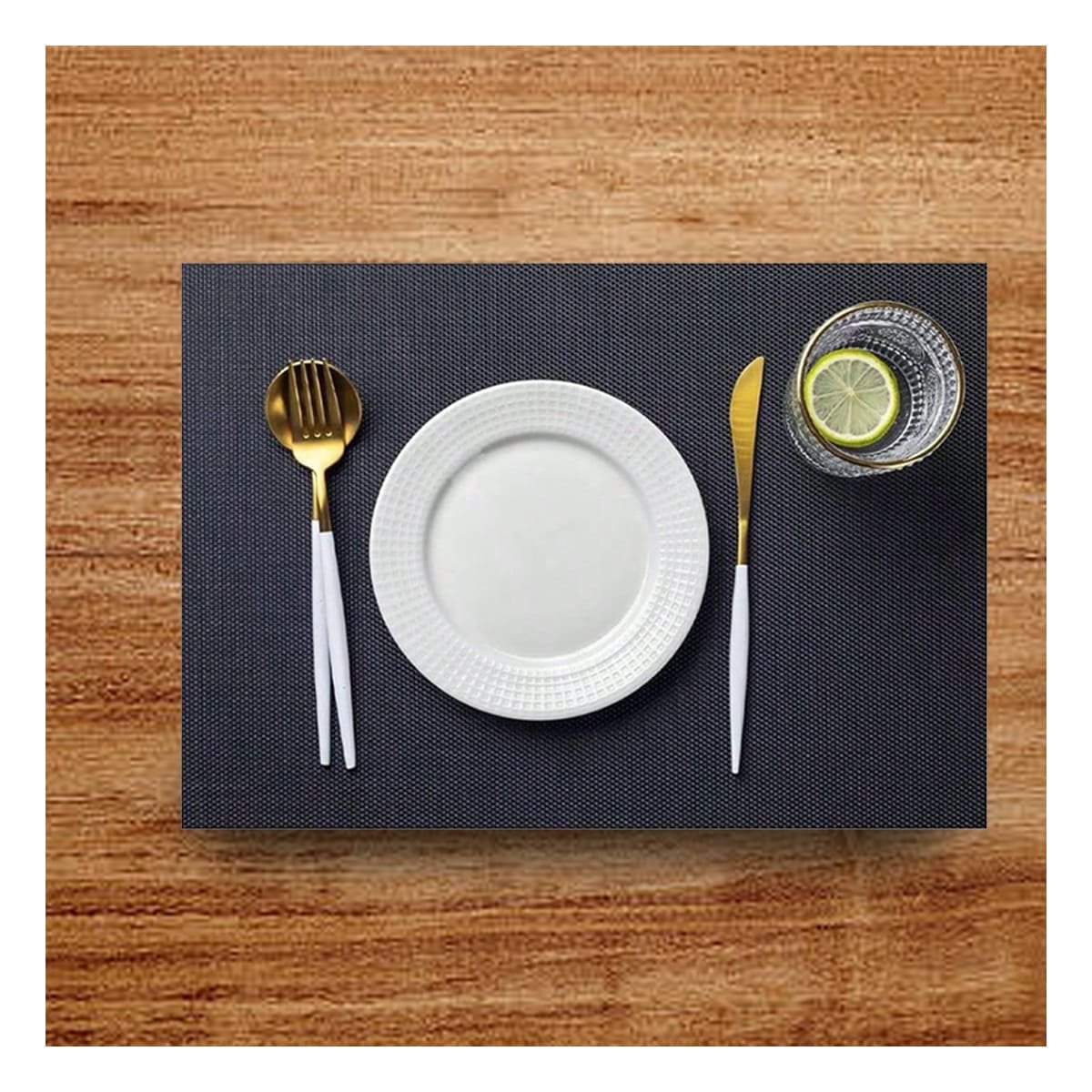 PACK6 PORTA INDIVIDUALES DE MESA RECTANGULAR NEGRO 6 PIEZAS ANTIIMPACTO YREGALO STICKER - 3