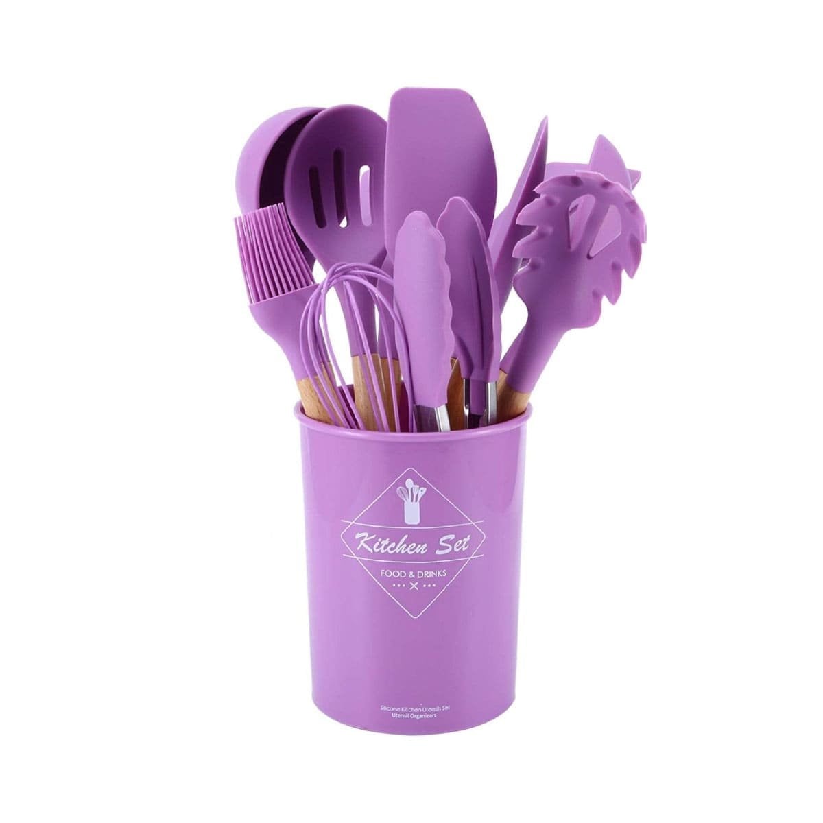 SET UNICO DE UTENSILIOS DE SILICONA DURADEROS Y COLORES LLAMATIVOS PARA COCINA YREGALO STICKER - 1