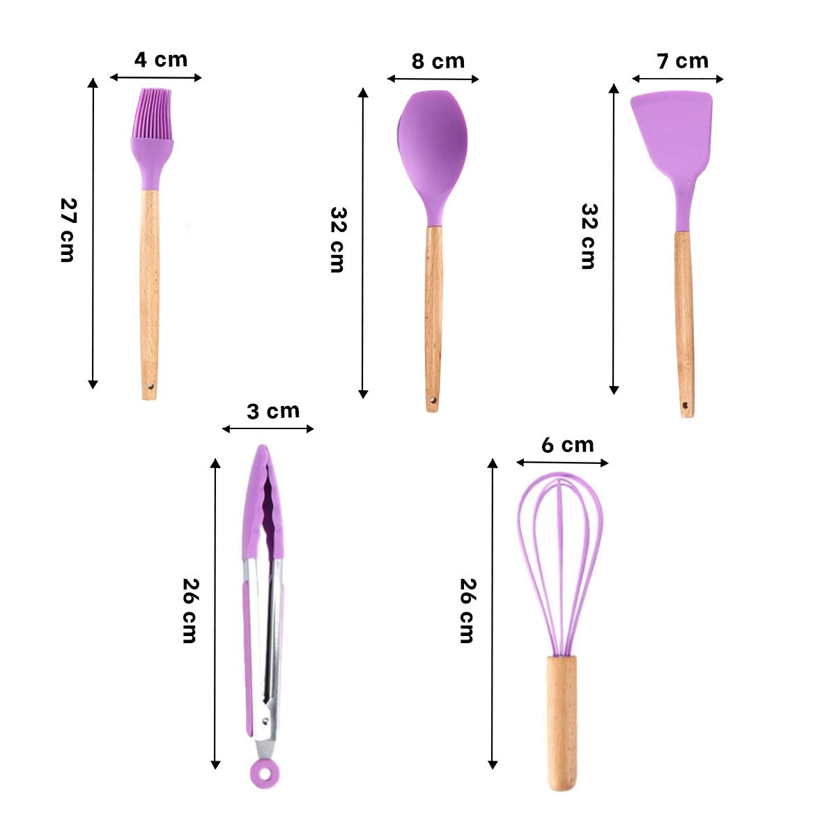 SET UNICO DE UTENSILIOS DE SILICONA DURADEROS Y COLORES LLAMATIVOS PARA COCINA YREGALO STICKER - 4