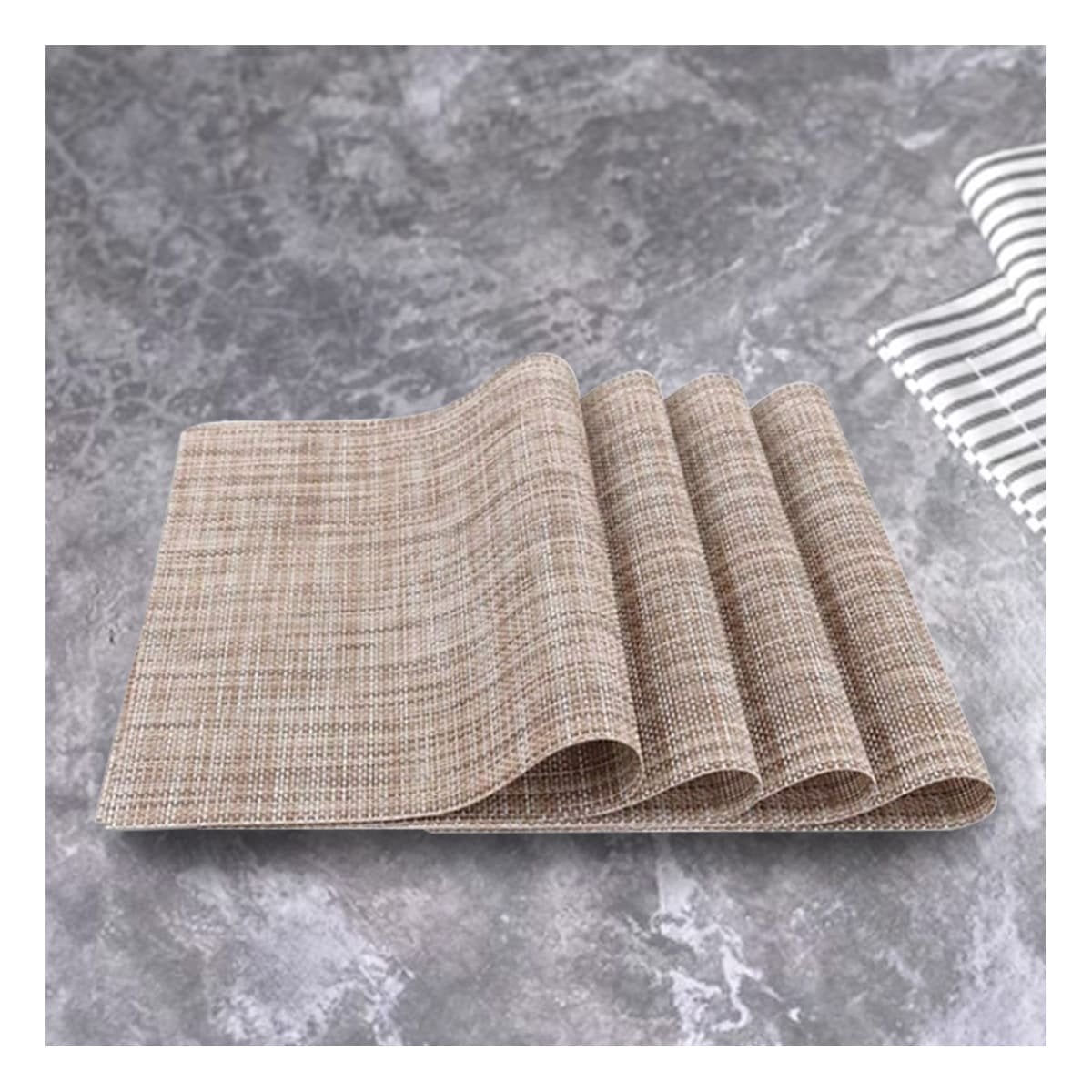 SET INDIVIDUALES DE MESA MOSTAZA JASPEADO 6 PIEZAS SEGURA Y ORGANIZADA EN MESA YPAPEL REGALO - 1