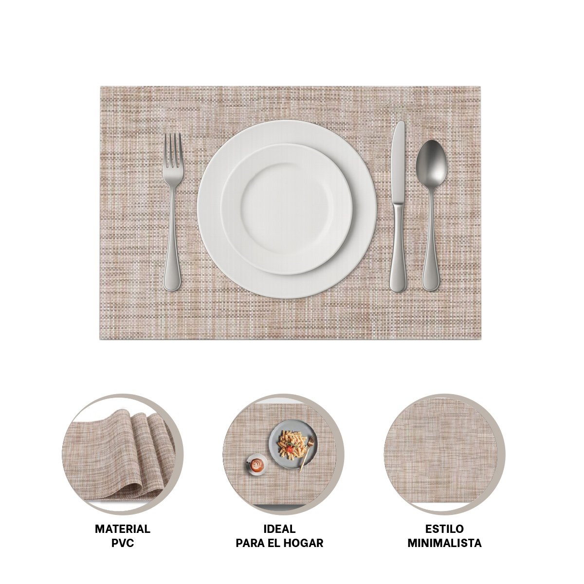 SET INDIVIDUALES DE MESA MOSTAZA JASPEADO 6 PIEZAS PRACTICA Y FACIL DE LIMPIAR YLIGAS REGALO - 5