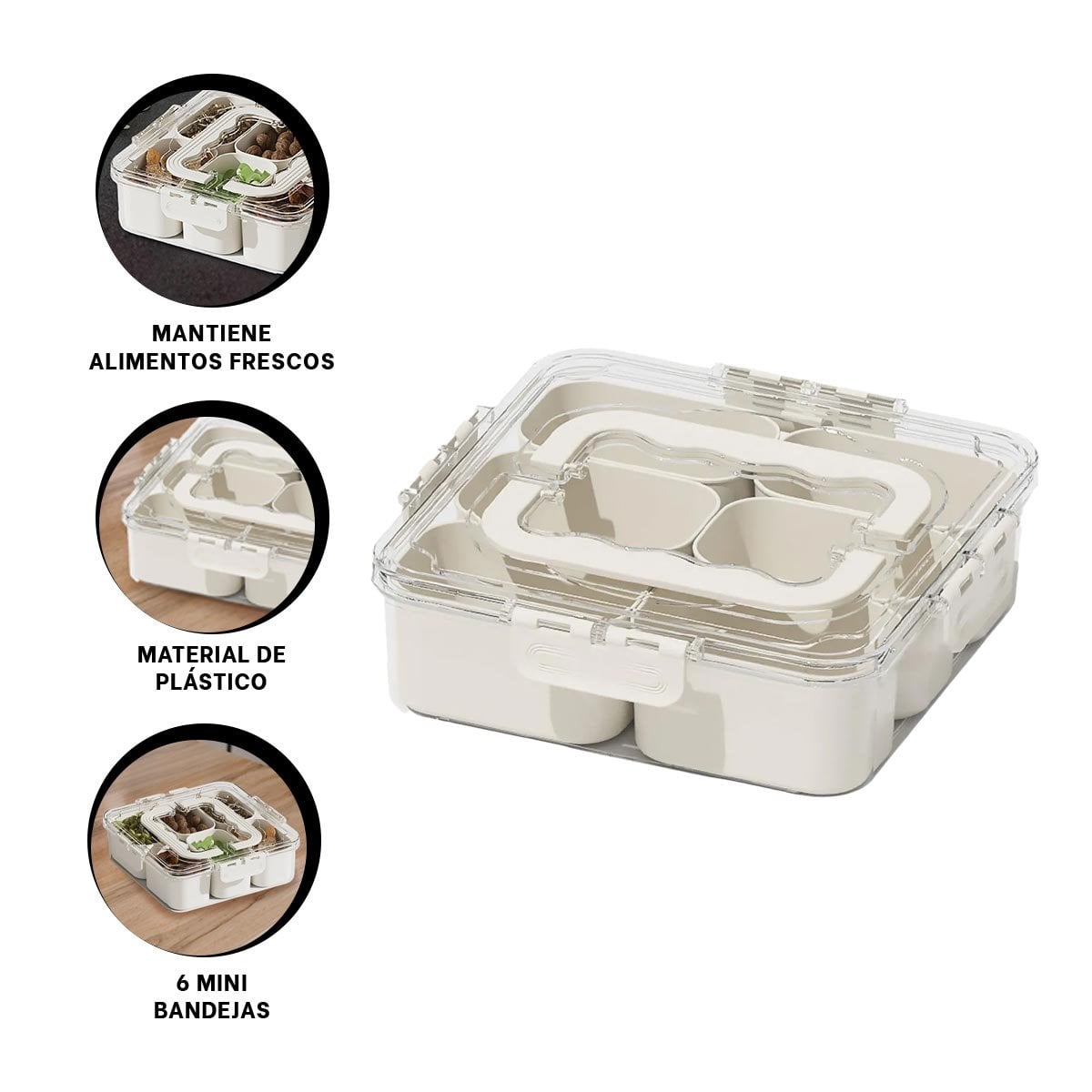 CAJA TRANSPARENTE CON 6 MINI BANDEJAS PRACTICA Y SEGURA PARA USO DIARIO YLIGAS REGALO - 1