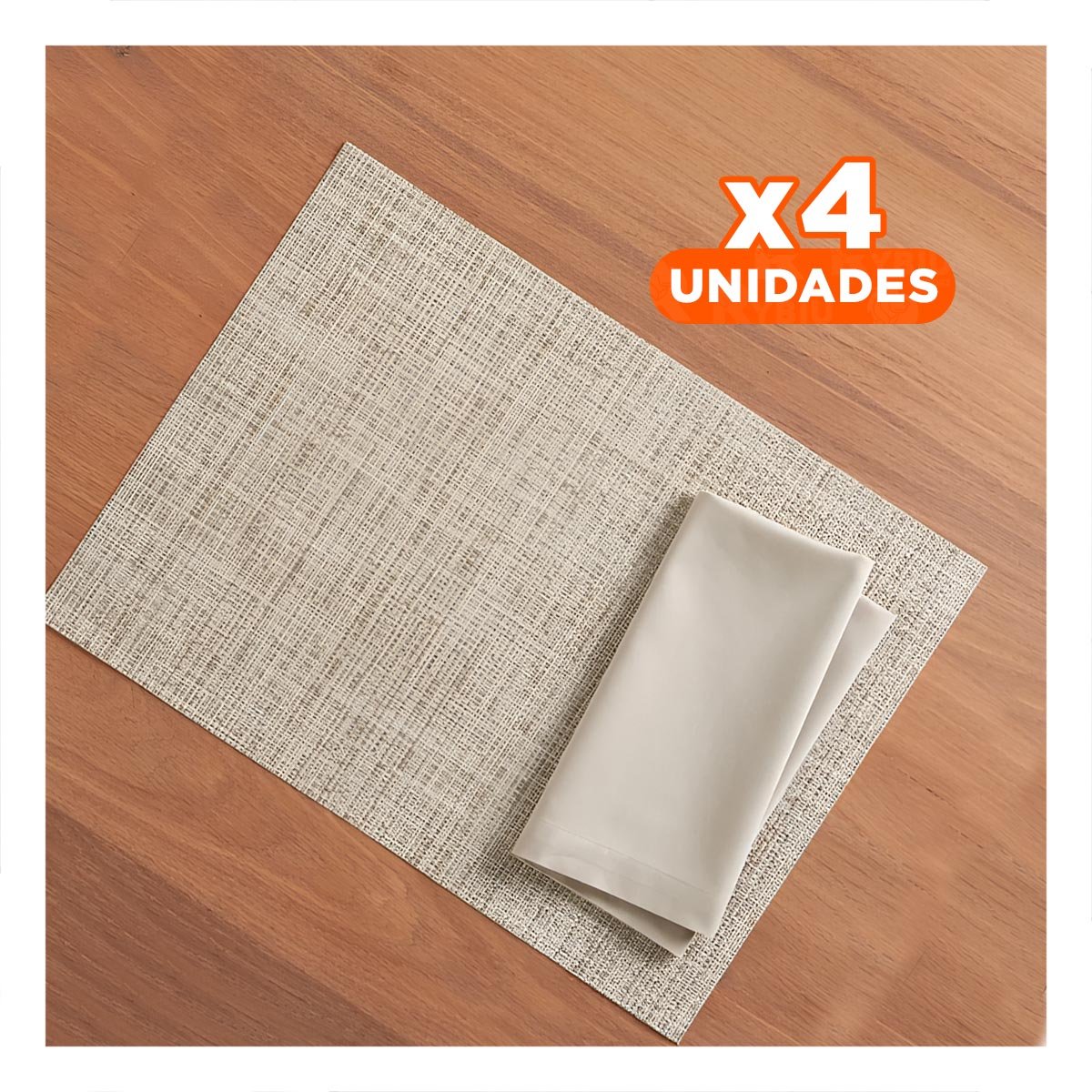 PACK4 KIT DE MESA INDIVIDUALES MOSTAZA JASPEADO 6 PIEZAS ORGANIZADO Y PRACTICO YPAPEL REGALO - 1
