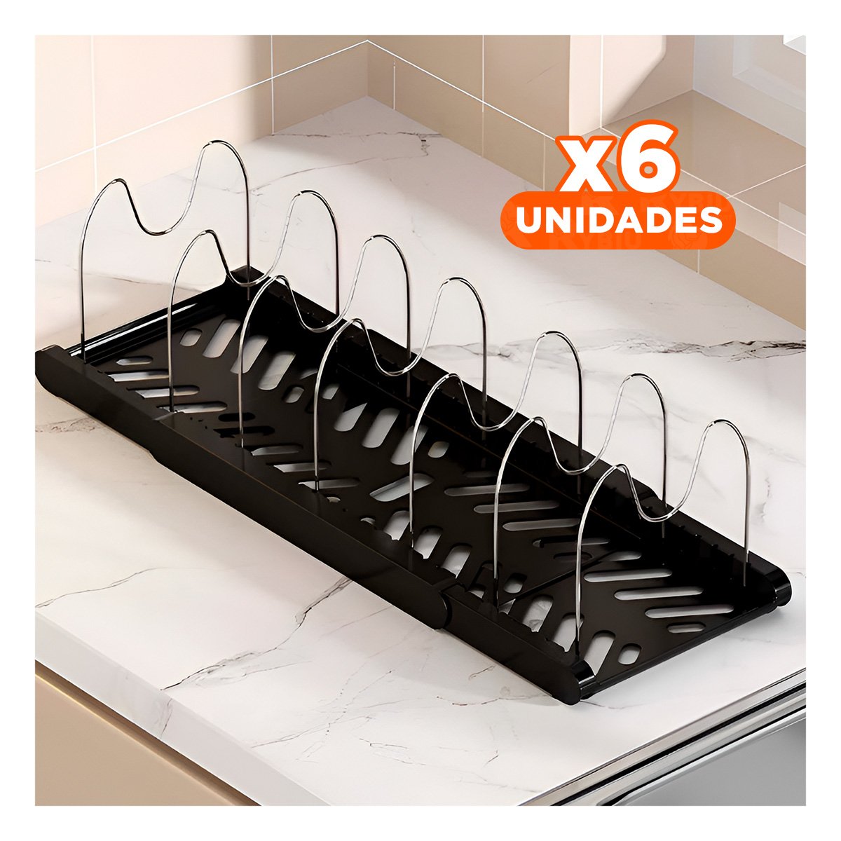 PACK6 ESTANTE ORGANIZADOR PARA COCINA Y TAPAS OLLAS Y SARTENES Y USO DIARIO YPAPEL REGALO - 1
