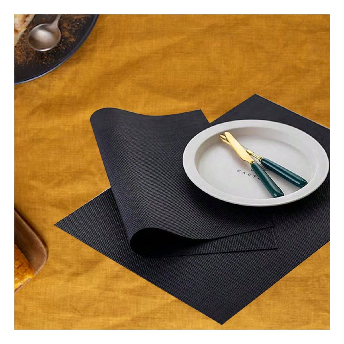 SET INDIVIDUALES DE MESA RECTANGULAR NEGRO 6 PIEZAS ORGANIZADA Y SEGURA YPOST IT - 1